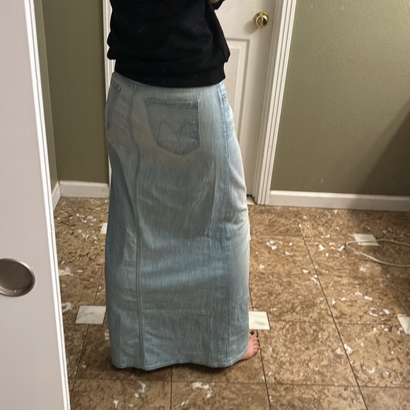 MOTHER DENIM THE STRAIGHT A MAXI SKIRT in HUMMINGBIRD sz 28 - Picture 3 of 13